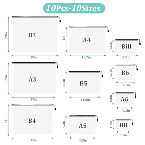 Image of 10pcs Mesh Zipper Pouch Bags, 10 Sizes Zipper Bags for Organizing, Mesh Bags With Zipper, Plastic Zipper Pouches, Black Zipper Pouches for Puzzle, Board Game Storage, Travel Pouch