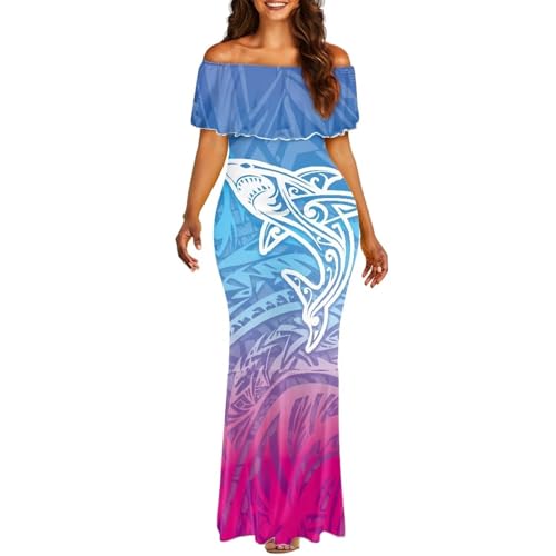 Yuosegray Hawaii Shark Puletasi Dress for Women Elegant Tropical Dress