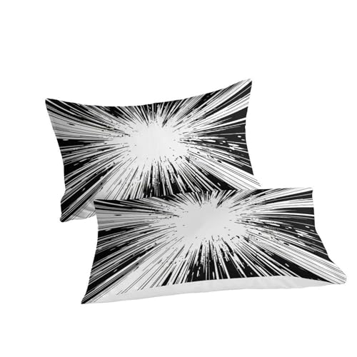 Housse de couette impression 3D rayures et taie d'oreiller en microfibre - 3