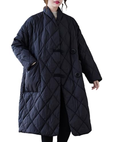 ellazhu Women's Lightweight Quilted Jacket Padded Winter Solid Button Puffer Coat GZ69