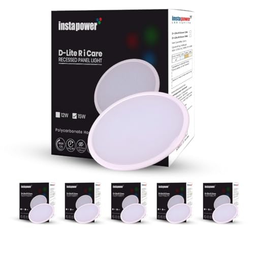Image of Instapower 15W Downlight | Natural White Round LED Panel Light | Polycarbonate Ultra Slim Recessed Ceiling Fixture LED (2-Year Warranty, Pack of 6)