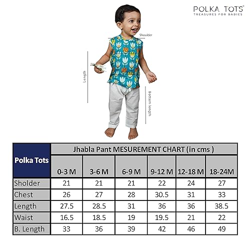 Image of POLKA TOTS Pure Cotton New Born Dress | Ultra-Soft, Breathable & Lightweight Sleeveless Jhabla Pant Set for Baby Boys & Girls | Baby Summer Clothes | Traditional Jabla & Pyjama Set for Newborns