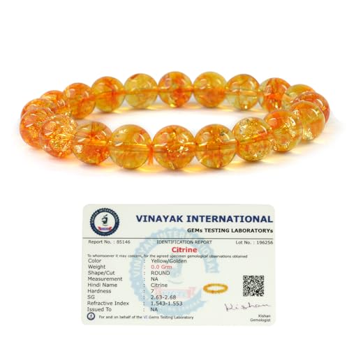 Image of Reiki Crystal Products Certified Natural Crystal Stone Round 10 mm Beads Bracelet for Men & Women | Reiki Charged Gemstone Jewellery Bracelet | Multiple Stone Variants Available