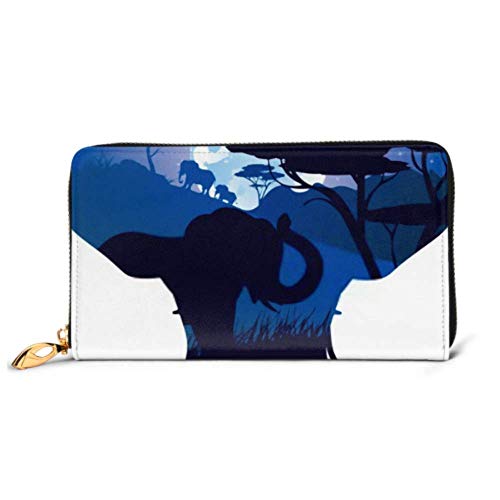 Preisvergleich Produktbild JHGFG Mode Handtasche Reißverschluss Brieftasche Bunte Nachtszene Afrikanische Landschaft Silhouette Telefon Clutch Geldbörse Abendkupplung Blocking Leder Brieftasche Multi Car