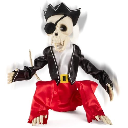 Halloween Animatronics 12" Skeleton Monkey, Realistic Skull Animal Bone Decor