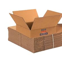 BOX USA 12 x 12 x 3 Corrugated Cardboard Boxes, Flat 12"L x 12"W x 3"H, Pack of 25 | Shipping, Packaging, Moving, Storage Box for Home or Business, Strong Wholesale Bulk Boxes