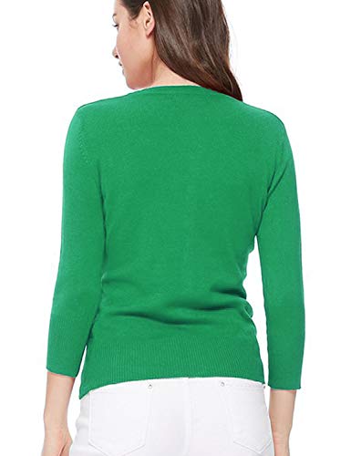 Image of Women's 3 /4 Sleeve Crew Neck Button Down Stretch Knit Cardigan Sweater (S-3XL)