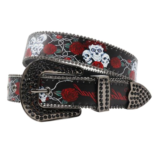 Ceinture western vintage unisexe en cuir ciselé avec boucle fleur et turquoise