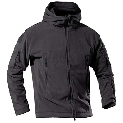 Ketamyy Mens Autumn Winter Fleece Jacket Hooded Outdoor Softshell Warm Walking Hiking Hunting Military Tactical Combat Coats Windproof Outerwear Black 4XL Cover