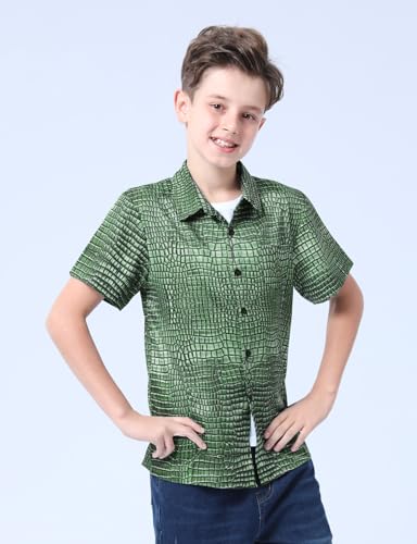 Image of COSLAND Boys' Animal Print Hawaiian Shirt Kids' Novelty Button Down Shirt, X-Small-Large