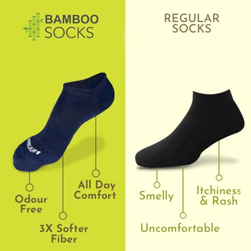 Image of HEELIUM Bamboo Ankle Socks for Men & Women | Ultra-Soft, Odour-Free, Thin & Breathable | 3X Softer than Cotton | Sizes - M (UK 4-8) & L (UK 9-13)