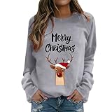 Winter WeihnachtspulloverWinter Langarm Rundhals PulloverWeihnachtspulli Teenager MädchenRentier Drucken Weihnachtspulli Lose Bluse