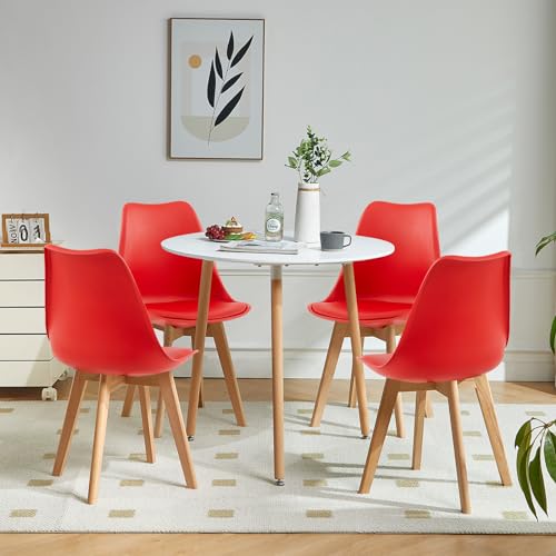 LafeuR Ensemble de table à manger avec 4 chaises, ensemble de salle à manger, groupe de table à manger 80 cm, table ronde de cuisine et chaises de salle à manger,...