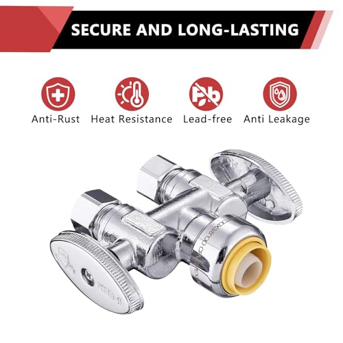 Image of 10Pcs EFIELD 1 /2 inchPush x Dual 3 /8 inchOD Straight Stop Valve(PF-VALVE039-10)