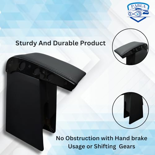 Image of Pabla Enterprises Wooden Car Center Armrest Console compatible with HYUNDAI- i-10 Grand, Grand Nios, New Sentro 2019 to 2024 model, Aura, X-cent, New Hyundai EXTER (Black)