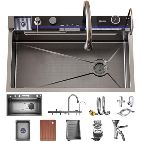 Fregadero de cocina de acero inoxidable con grifo extraíble completo 2
