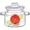Jjojcll 2.3L(75oz) Glass Cooking Pot with Lid，Handmade Borosilicate Glass Stockpot with Graduations - Glass Saucepan with Cover for Cooking and Serving