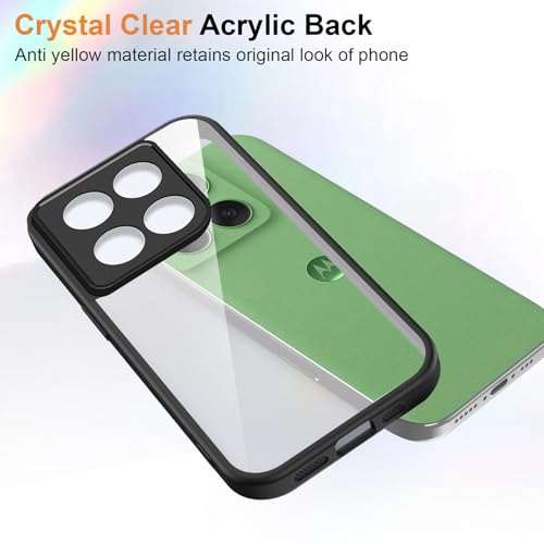 Image of Kapa Hawkeye Clear Slim Tough Back Cover for Motorola G86 Power 5G | Camera Lens Protector Anti Yellow Shockproof Clear Hybrid Case Cover (Black Sides)