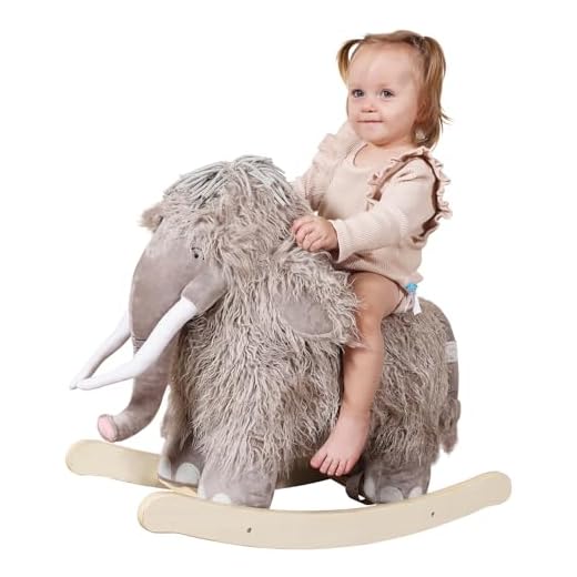 labebe - Plush Rocking Horse, Mammoth Rocker, Stuffed Rocker Toy for Child 1-3 Year Old, Kid Ride On Toy Wooden, Rocking Animal for Infant/Toddler Girl&Boy, Nursery Birthday Gift
