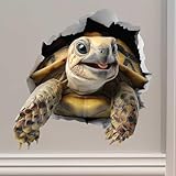 Turtle Hole Wall Decal – 3D Realistic Tortoise Sticker – Removable Peel & Stick Vinyl Wall Art