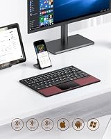OMOTON Faltbare Bluetooth Tastatur mit Touchpad, QWERTZ - Burgunderrot – Ansicht 2