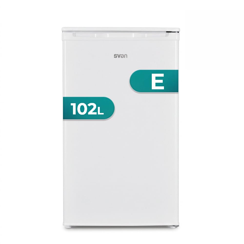 SVAN Frigorifico Refrigerador Mini Blanco, 1 Puerta. OR8450EW00, Capacidad 102 Litros, Cíclica, Bajo Nivel Sonoro 40 dB, Puerta Reversible, Apertura Tipo Uñero, Clasificación Energética E