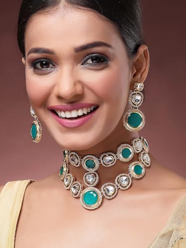 Image of Karatcart Polki Kundan Jewellery Set for Women