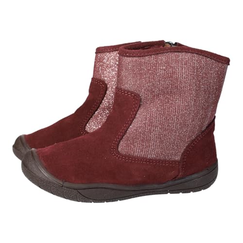 Bottines en cuir pour filles bordeaux paillettes fabriquées en Espagne