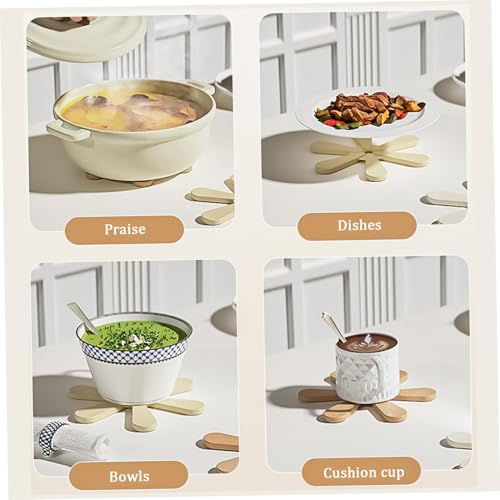 Coasters d'arbres silicone 3pcs avec support pliable pour plats chauds - 4