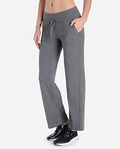 Danskin Essentials Drawcord Pant (US, Large, Charcoal Grey Heather)