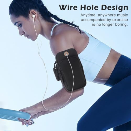 Image of CLITZ Phone Holder for Running, Walking, Workout, Under 7 in Armband Smartphone Holder, Phone Pouch Cards Keys Wallet, Gym Sports Arm Bands Sleeve Fit Women Men(Color:Black)