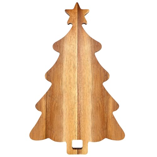 Tabla de cortar con forma de árbol de Navidad de madera de acacia miniatura 1