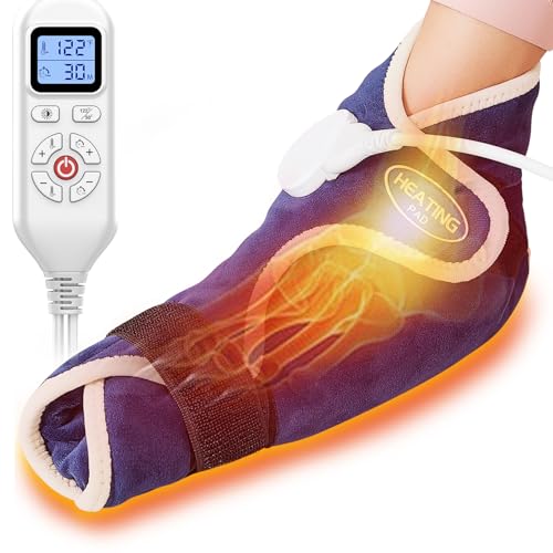 CAMECO 1 Pack Foot Ankle Heating Pad for Neuropathy Pain Relief, 86℉-158℉ Electric Heated Foot Warmer for Achilles Tendinitis & Plantar Fasciitis, Under Desk Heat Therapy Wrap Booties for Women Men