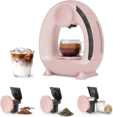 Image of 2 in 1 Single Serve Coffee Maker for K Cup,Ground Coffee and Tea Leaves, 1400W 20s Fast Heating Mini K Cup Coffee Brewer, One Button Operation (PINK)