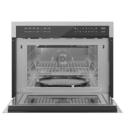 Image of KoolMore 24 Inch Built-in Oven and Microwave Combination with Broil and Convection Heating, Soft Close Door, 1000 Watt Power with NEMA 5-20P Plug, Stainless Steel Finish, Touch Control LCD Display