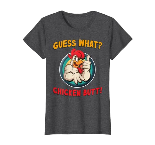 Guess What Chicken Butt Shirt Toddler Kids Child T-Shirt, Women, Dark Heather Grey, Small