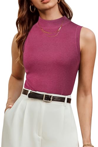 Image of Arach&Cloz Women's Wool Blend Mock Neck Fall Business Casual Sweater Tank