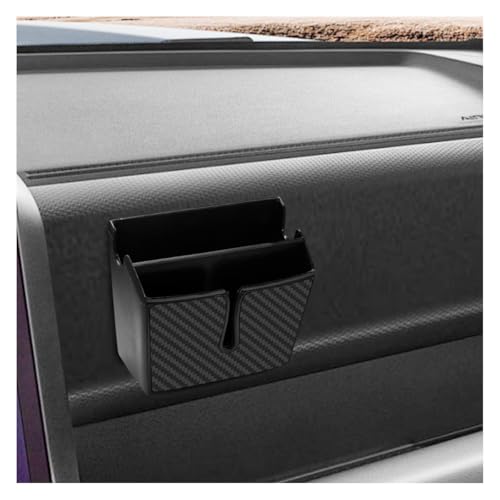 Tuxihapp Universal Carbon Fiber Car Storage Box - Multifunctional Cell Phone Holder Auto Dashboard Pocket Organizer with Sticky - Car Interior Accessories for Storing Phone Card Key Pen Coin (Short)