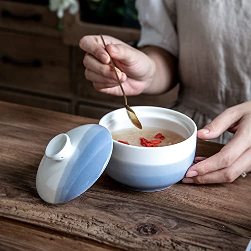 Qeeadeea Tigela De Sopa De Cebola Com Tampa E Alça, Tigela De Sopa De Cerâmica De 16 Onças, Tigela D