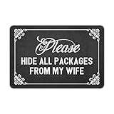 Joelmat Please Hide All Packages from My Wife Entrance Non-Slip Outdoor/Indoor Rubber Door Mats for Front Door/Garden/Kitchen/Bedroom 23.6'x15.7'