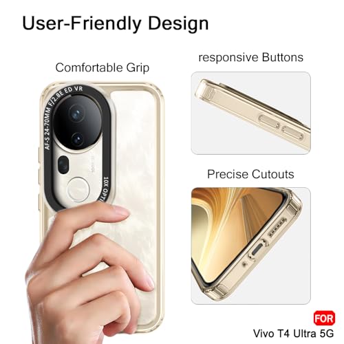 Image of TheGiftKart Hybrid Shockproof Back Cover Case for Vivo T4 Ultra 5G | Stylish Camera Border | Electroplated Buttons | Crystal Clear Hard Back Cover Case (TPU & PC, Transparent Bumper)