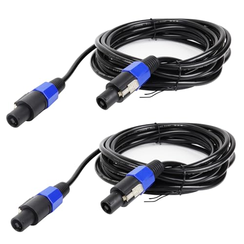 Image of 2 Conductor Speakon Cables 20 Feet 2 Pack | SpeakON to Speakon Male Speaker Twist Lock Plug Cable for Stage DJ, PA, Mixer, Home Audio, Compatible NL2 Series Port