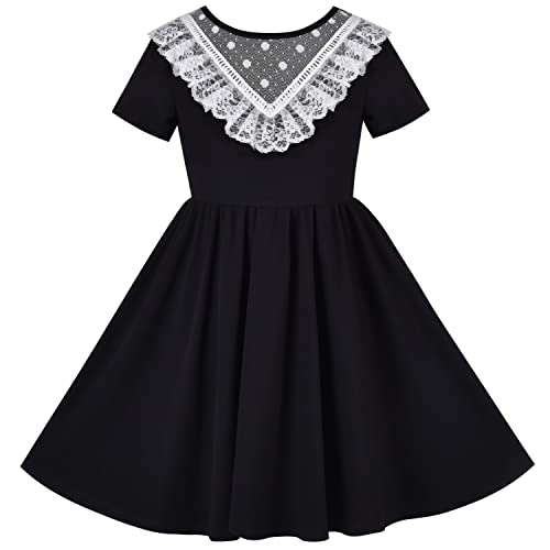 Image of Sunny Fashion Girls Dress Colorful Striped Knitted Cotton Stretch School