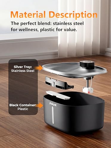 Pokpet Dog Cat Water Fountain Doggy Spout Water Bowl, Stainless Steel, Large Dog, Fresh Flow, 10L Pet Dispenser with Deeper Wider Drinking Area, LED Window, Multi-Filtration - Wireless 1Filter — view 4