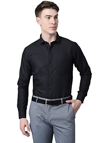 Majestic Man Slim Fit Cotton Blend Formal Shirts for Men (Medium, Black)