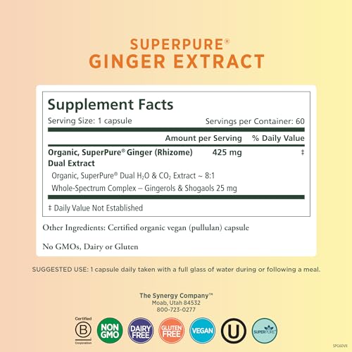 Pure Synergy 1SPGINGER-AMZ Superpure Ginger Extract | Ginger Root Extract Capsules | Organic Ginger Powder Digestion Supplement thumb #1