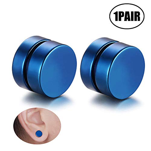 LuLyL Herren Männer Ohrstecker Set Magnet Damen Ohrringe, 6-12mm Edelstahl Gestüt Stecker Ohrringe Ohrhänger Schwarz Bla?Blau-8mm Breite?