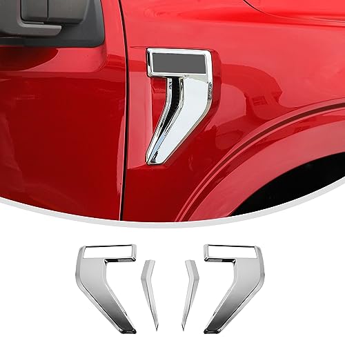 Image of Linskip Fender Side Emblem Trim Compatible with Ford F150 F250 F350 2021 2022 2023, F150 Fender Badges Cover, F-150 Enterior Accessories(Chrome)