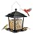Veehoo Metal Bird Feeder for Outdoor Hanging-Wild Bird Feeder with 4 Perches, Guard Booth Bird Seed Feeder for Outside Garden Backyard Attracting Wild Birds Chickadees Cardinals Finches Black