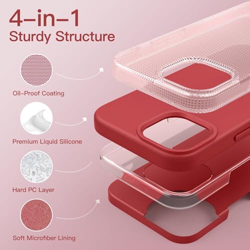 Image of SBMS Silicone Case for iPhone 14 6.1-Inch /iPhone 13 6.1-Inch, Silky-Soft Touch Full-Body Protective Phone Case, Shockproof Cover with Microfiber Lining (Red)